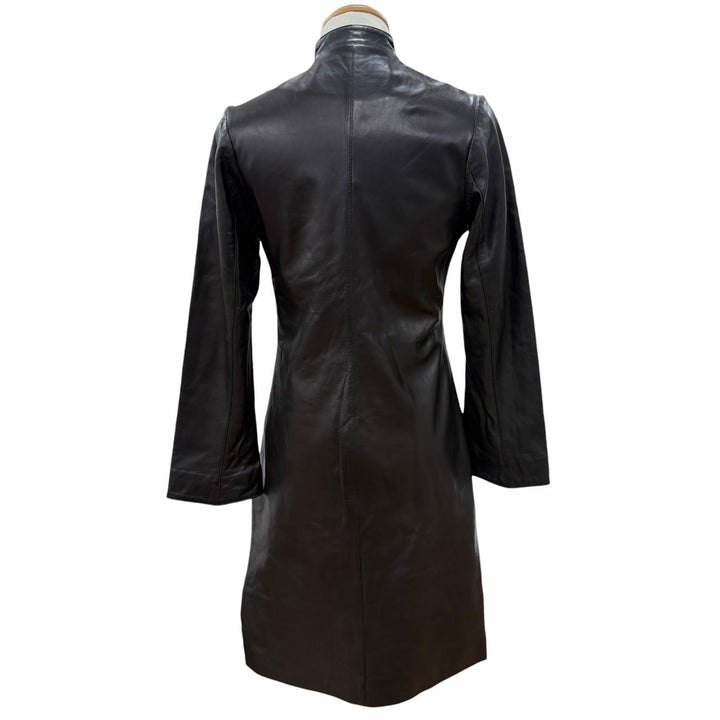 Very Good CHROME HEARTS Leather coat Crossball Button Long black leather mens M