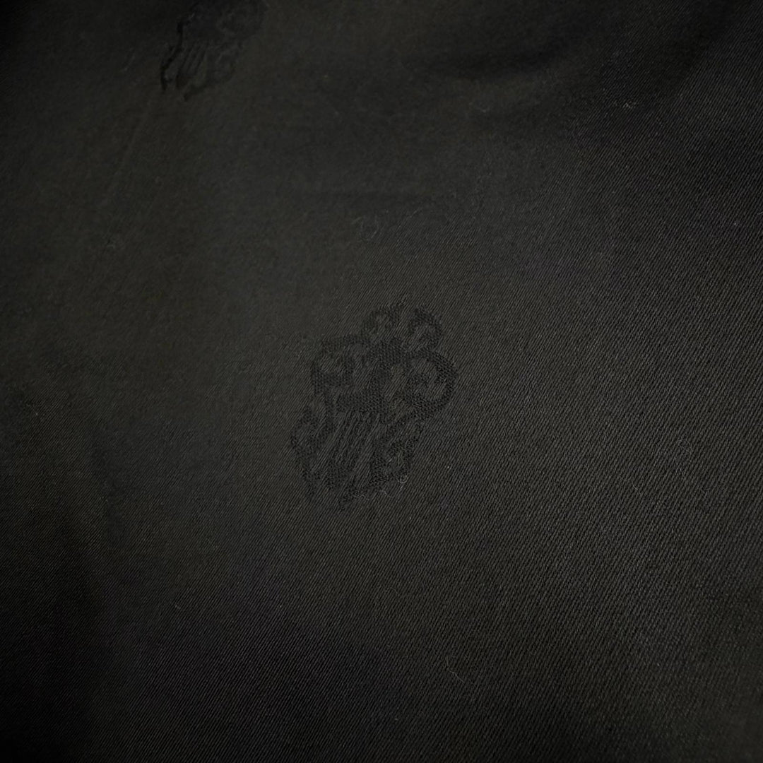Very Good CHROME HEARTS Leather coat Crossball Button Long black leather mens M