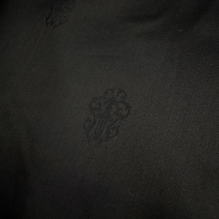Very Good CHROME HEARTS Leather coat Crossball Button Long black leather mens M