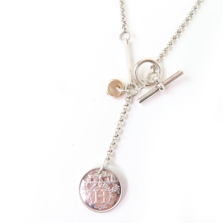 Great HERMES Necklace Ex Libris PM Necklace Silver gold AG925 Women