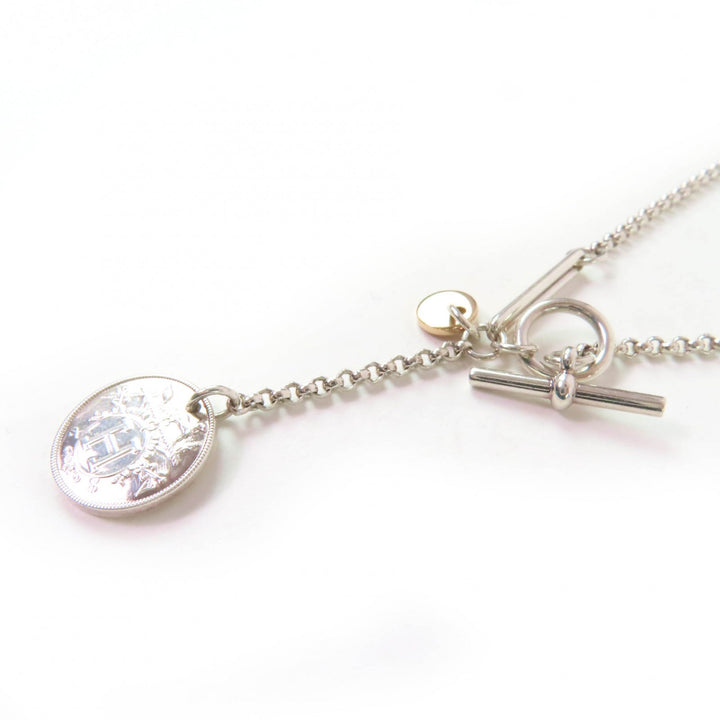 Great HERMES Necklace Ex Libris PM Necklace Silver gold AG925 Women