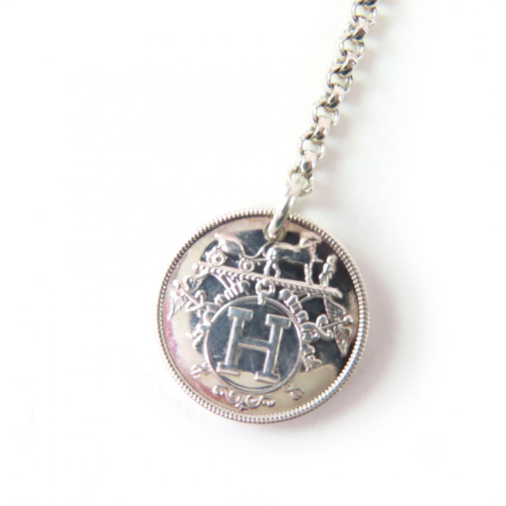 Great HERMES Necklace Ex Libris PM Necklace Silver gold AG925 Women