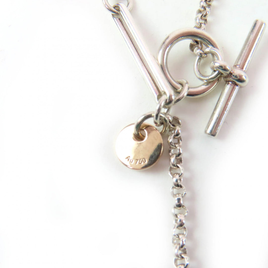 Great HERMES Necklace Ex Libris PM Necklace Silver gold AG925 Women