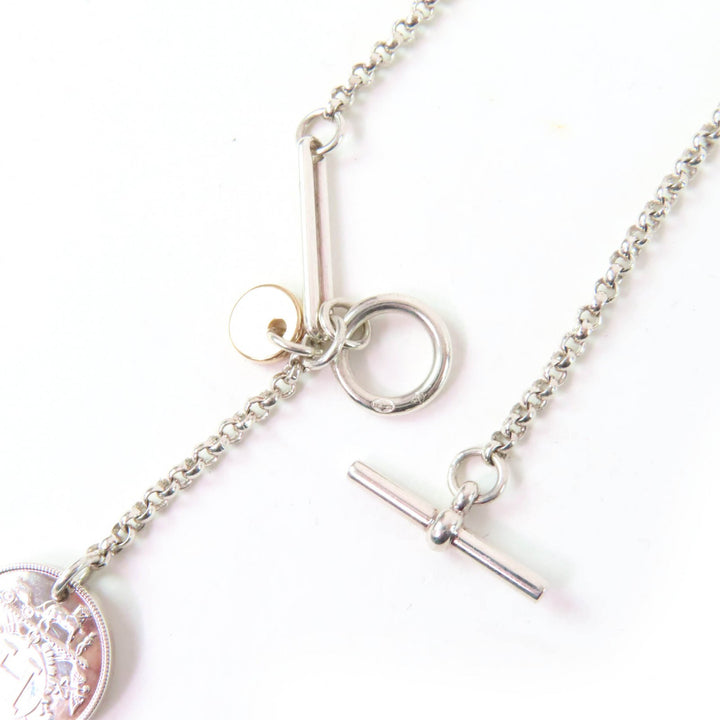 Great HERMES Necklace Ex Libris PM Necklace Silver gold AG925 Women
