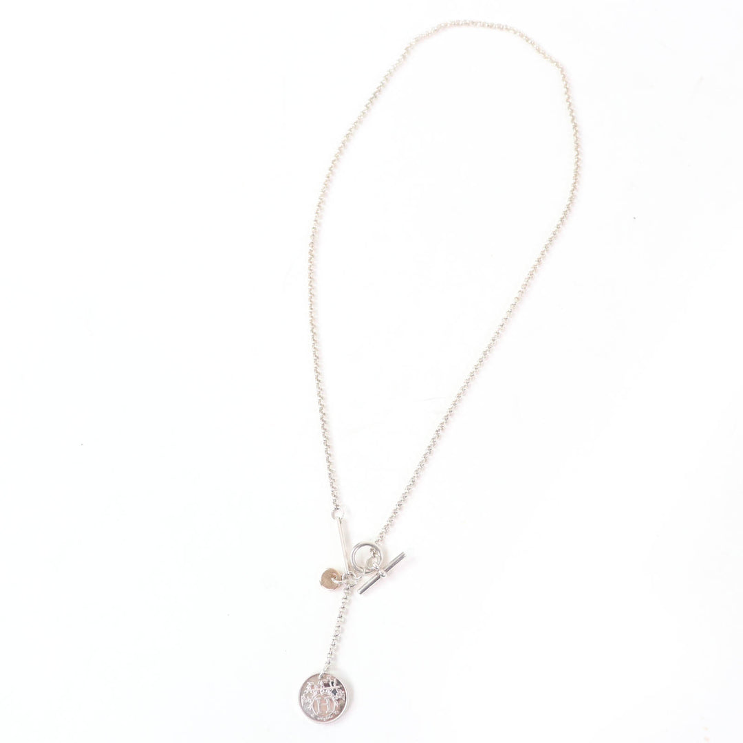 Great HERMES Necklace Ex Libris PM Necklace Silver gold AG925 Women