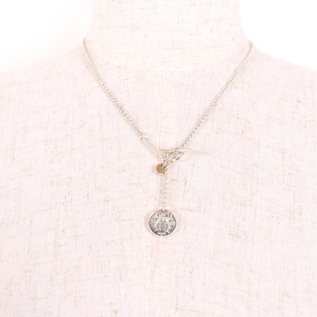 Great HERMES Necklace Ex Libris PM Necklace Silver gold AG925 Women
