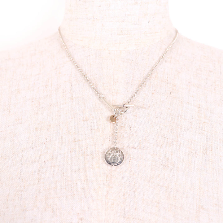 Great HERMES Necklace Ex Libris PM Necklace Silver gold AG925 Women