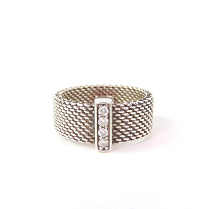 Great TIFFANY&Co. Ring Somerset 4P Silver 925 Women 8