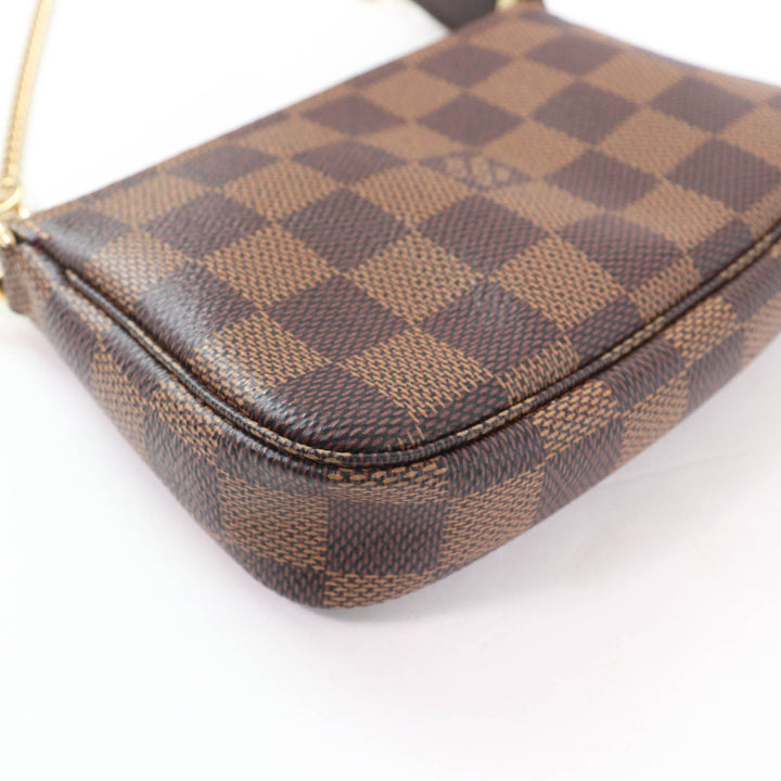 Excellent LOUIS VUITTON Pochette Mini Pochette Accessoires Brown Damier Ebene