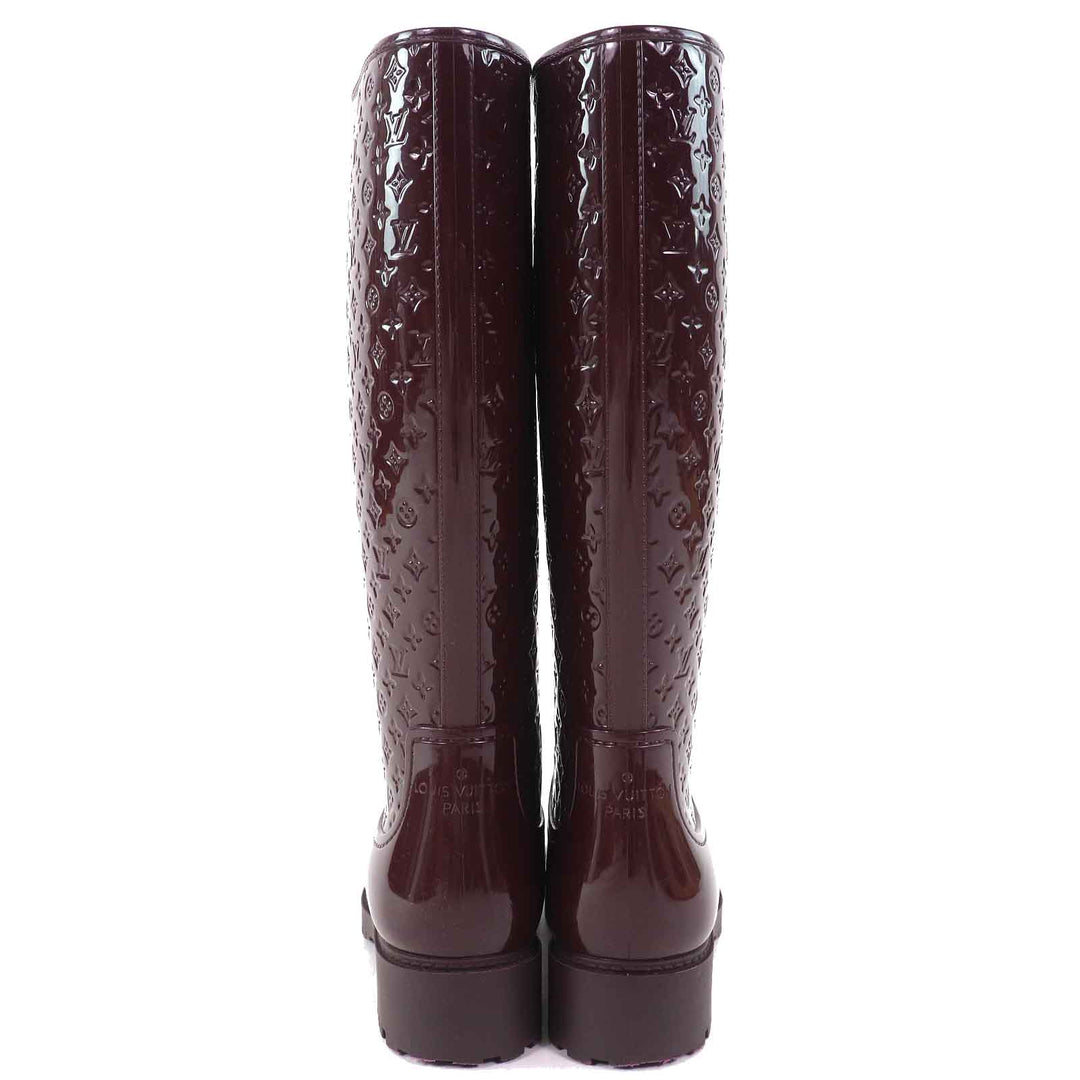 Great LOUIS VUITTON Rain shoes Monogram long rain boots Bordeaux rubber Women 35