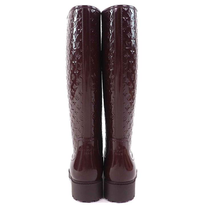 Great LOUIS VUITTON Rain shoes Monogram long rain boots Bordeaux rubber Women 35