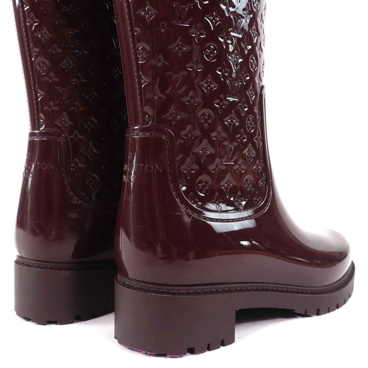 Great LOUIS VUITTON Rain shoes Monogram long rain boots Bordeaux rubber Women 35
