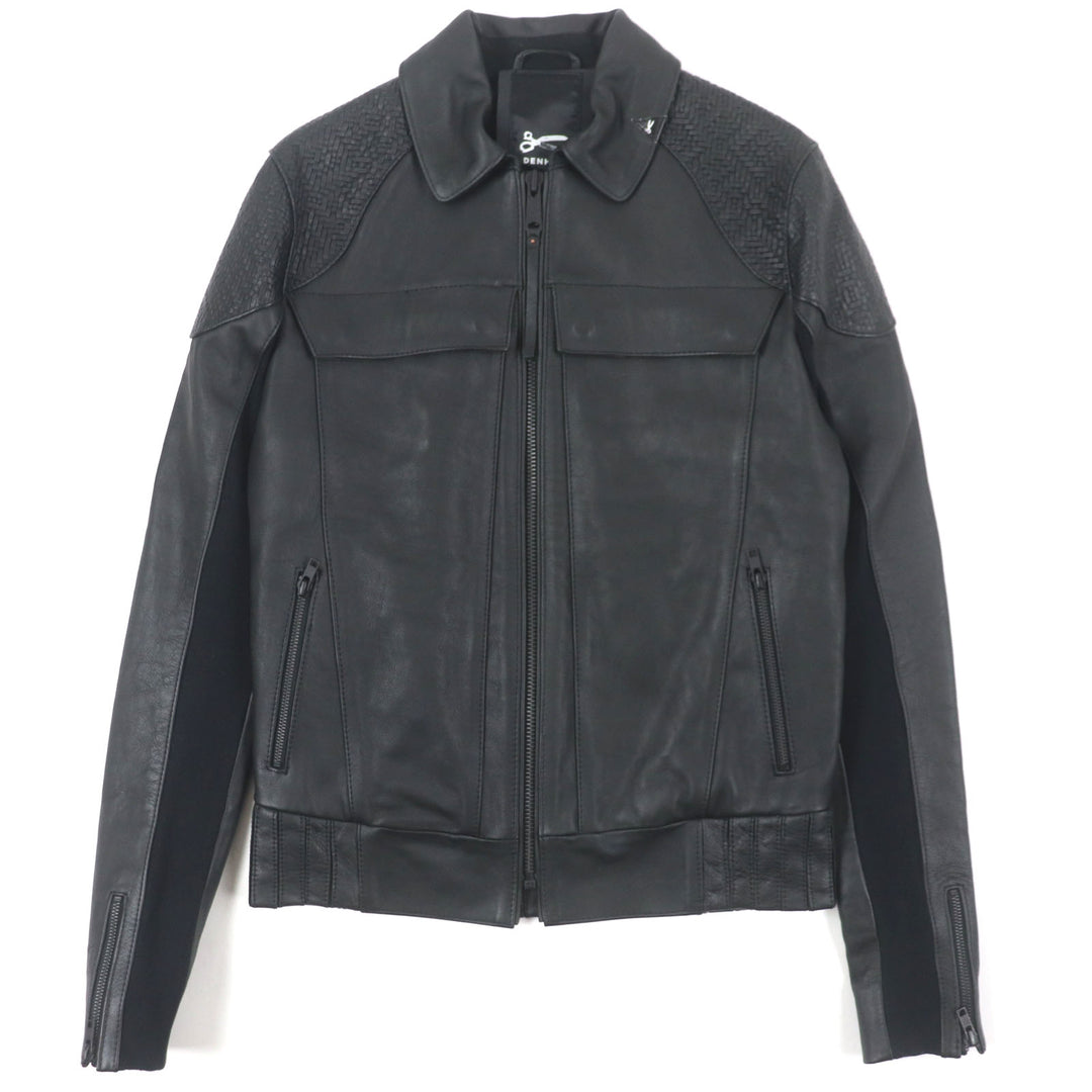 Excellent DENHAM Leather jacket black Cowhide mens S 01-13-06-25-001 CODY RL