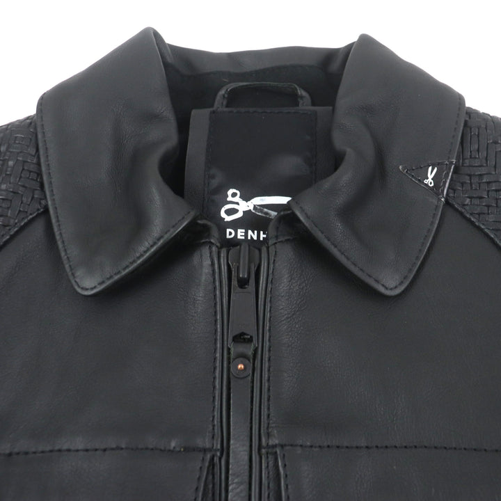 Excellent DENHAM Leather jacket black Cowhide mens S 01-13-06-25-001 CODY RL