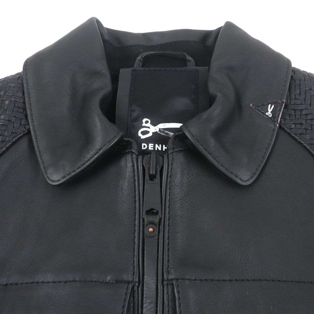 Excellent DENHAM Leather jacket black Cowhide mens S 01-13-06-25-001 CODY RL