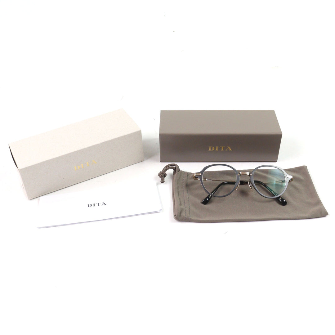 Excellent DITA Glasses UNION-FOUR Metal rim Boston shape with logo Metal Pink gold metal mens DTX426