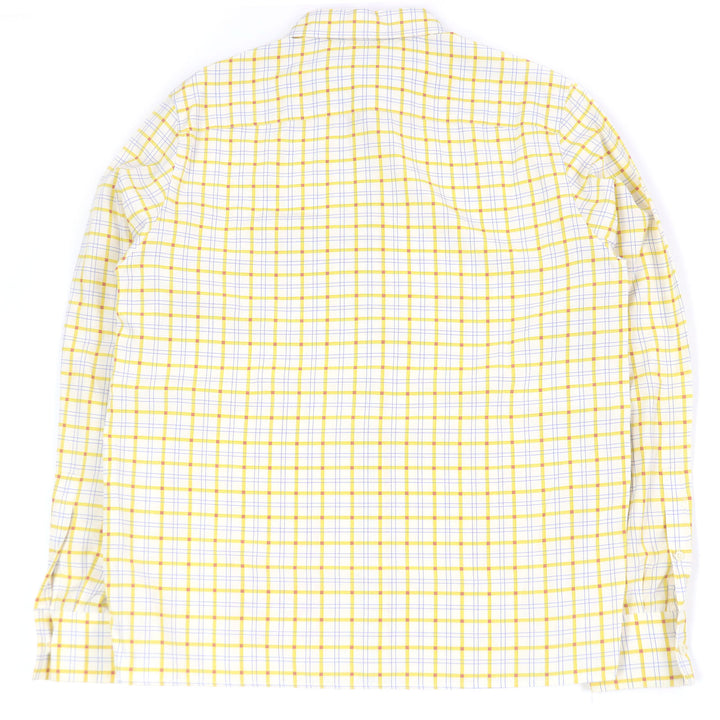 Great LOEWE Long sleeve shirt Anagram Stamp White yellow silk mens 38 H526Y05W76