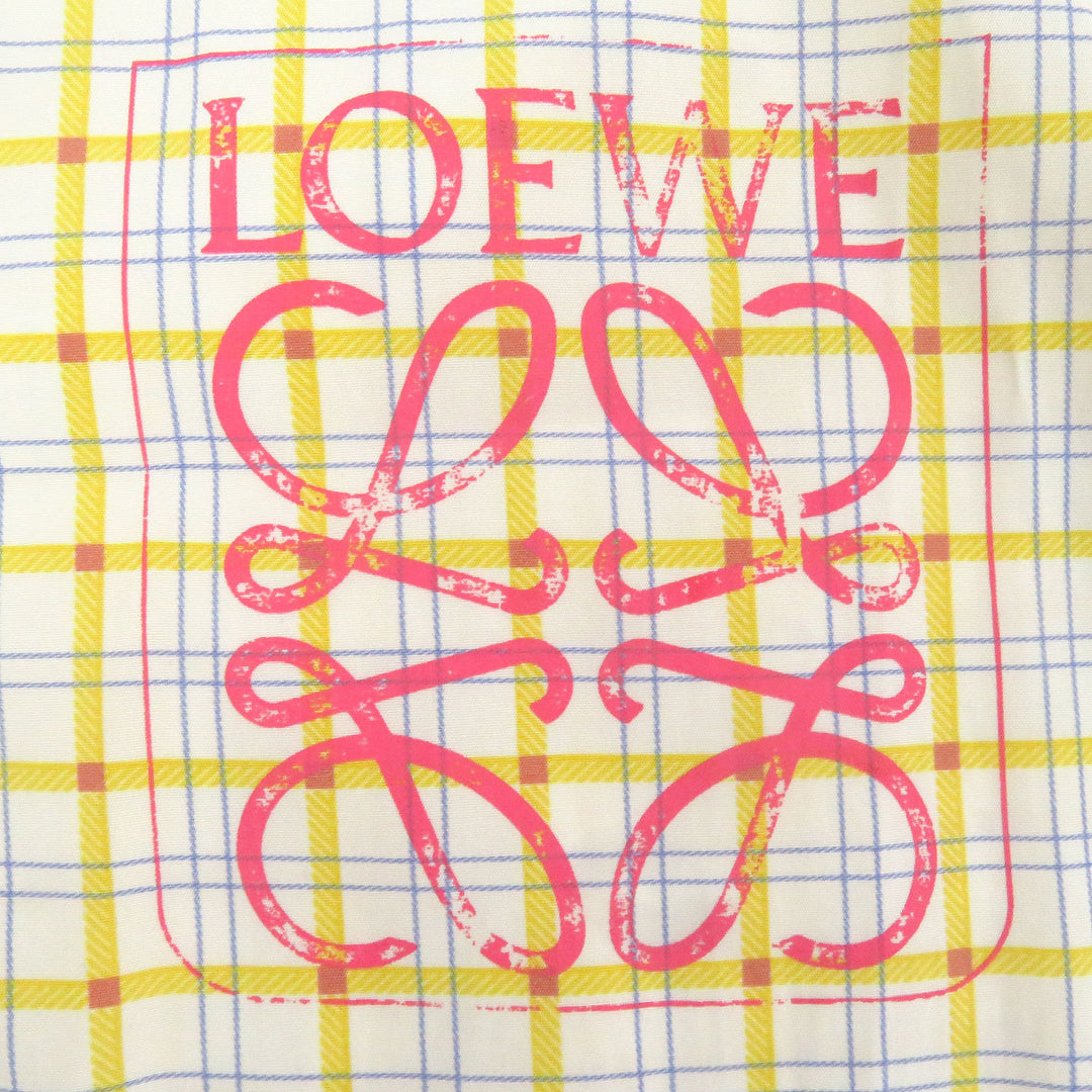 Great LOEWE Long sleeve shirt Anagram Stamp White yellow silk mens 38 H526Y05W76