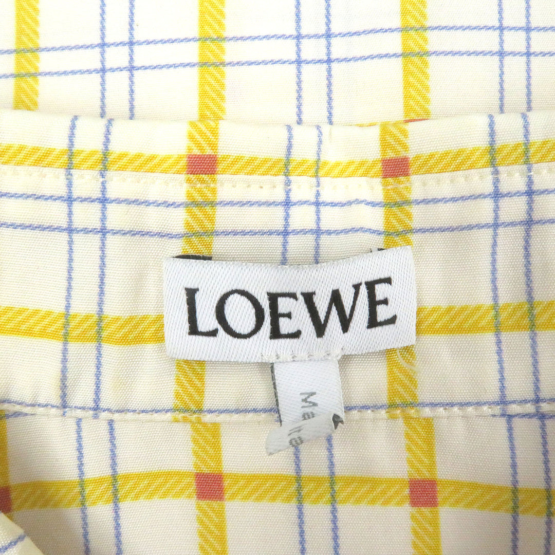 Great LOEWE Long sleeve shirt Anagram Stamp White yellow silk mens 38 H526Y05W76