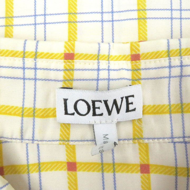 Great LOEWE Long sleeve shirt Anagram Stamp White yellow silk mens 38 H526Y05W76
