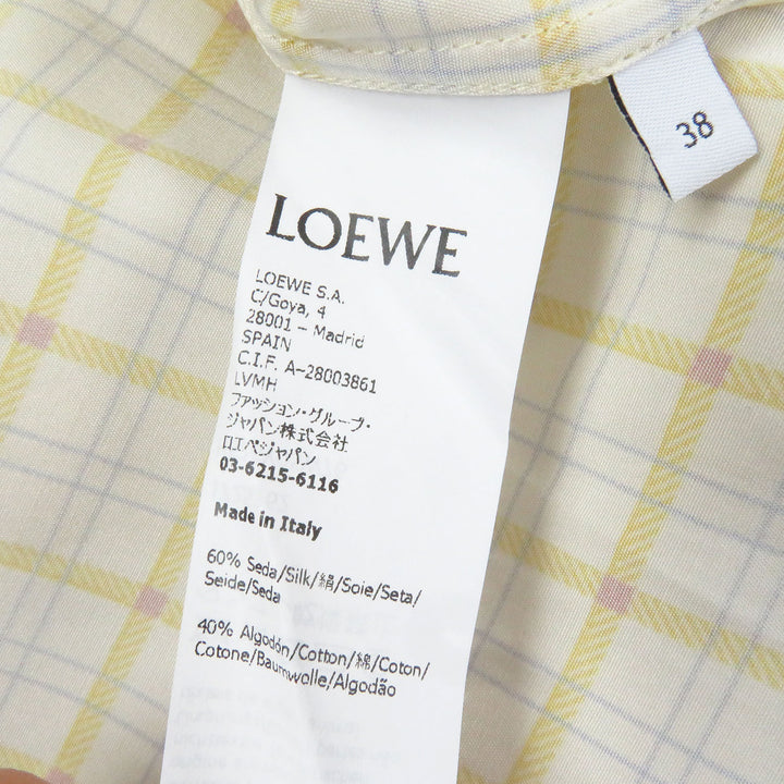 Great LOEWE Long sleeve shirt Anagram Stamp White yellow silk mens 38 H526Y05W76