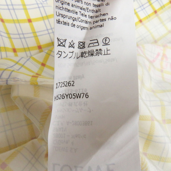 Great LOEWE Long sleeve shirt Anagram Stamp White yellow silk mens 38 H526Y05W76