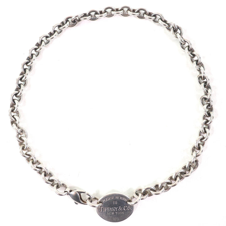 Very Good TIFFANY&Co. choker Oval Tag Choker Necklace Accessories Silver SV925