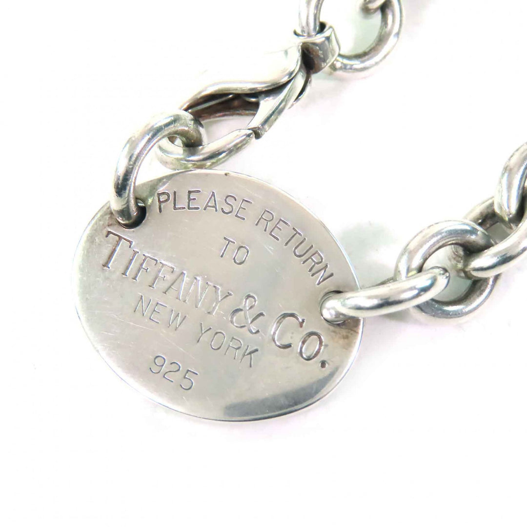 Very Good TIFFANY&Co. choker Oval Tag Choker Necklace Accessories Silver SV925