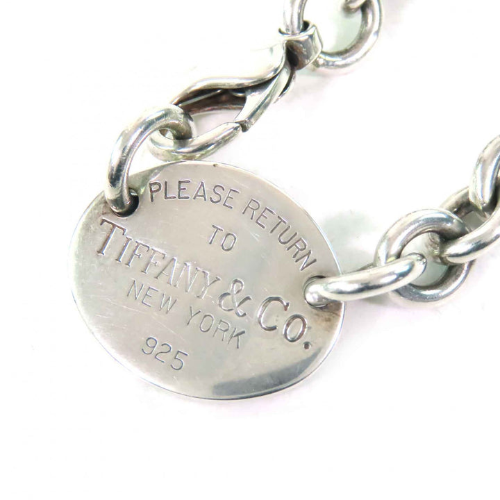 Very Good TIFFANY&Co. choker Oval Tag Choker Necklace Accessories Silver SV925