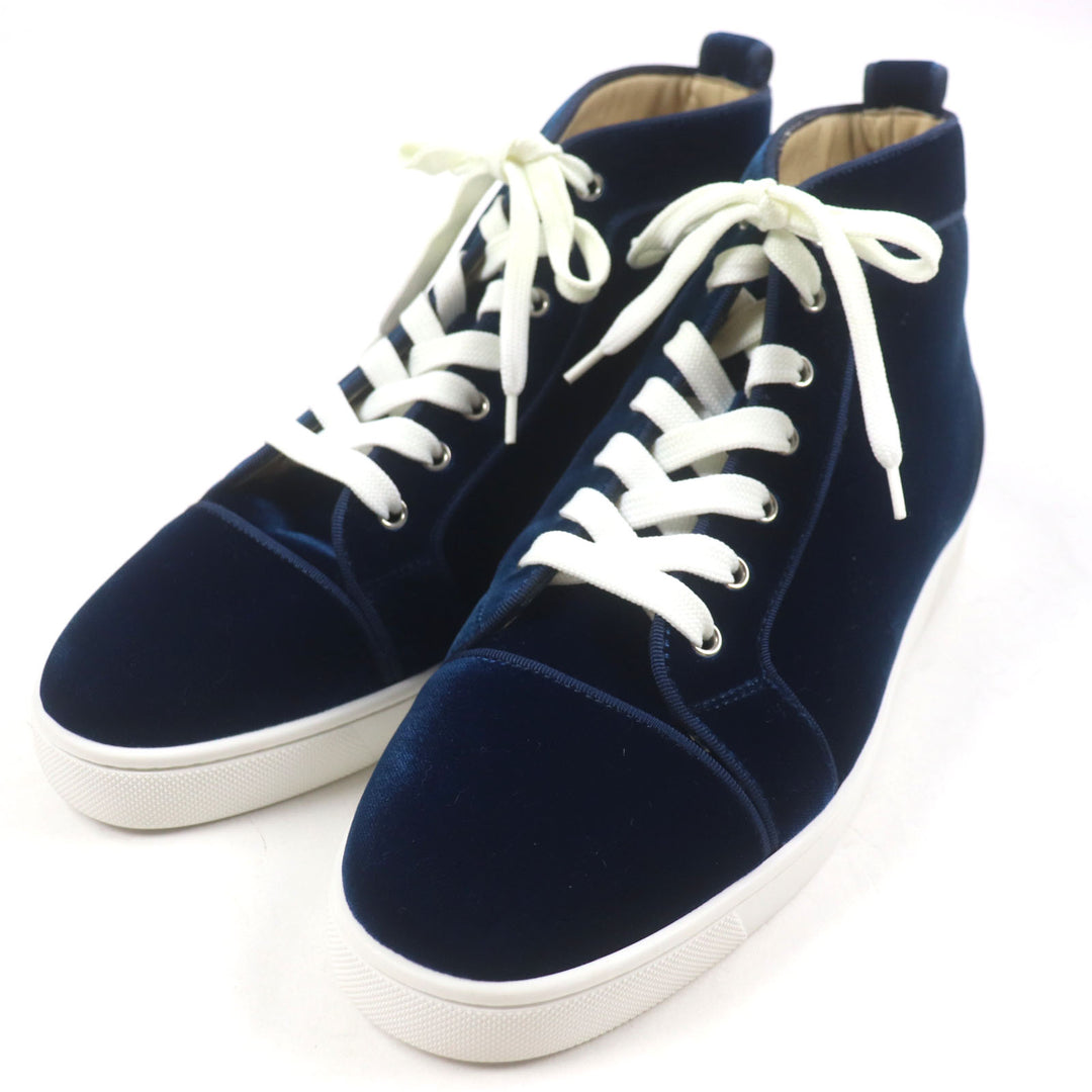 Excellent Christian Louboutin High cut sneakers LOUIS ORLATO FLAT blue velvet 40