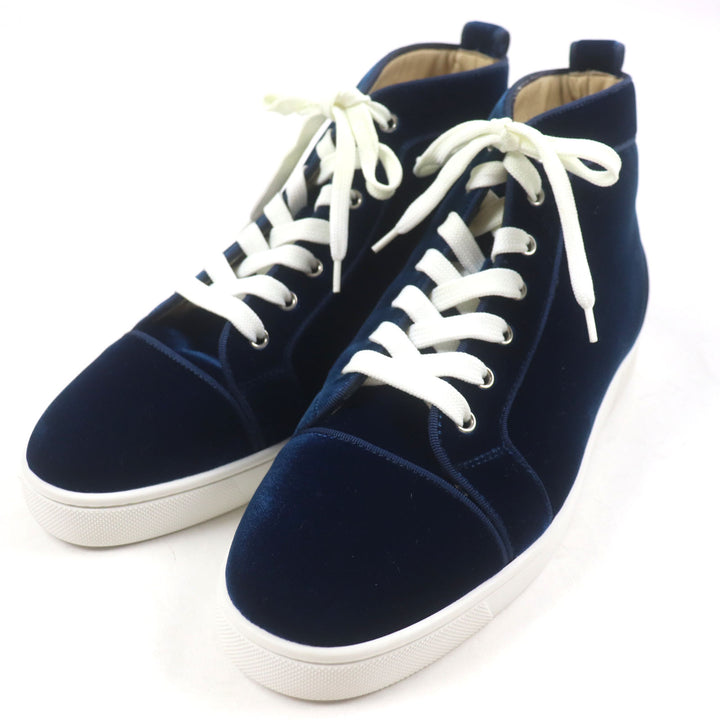 Excellent Christian Louboutin High cut sneakers LOUIS ORLATO FLAT blue velvet 40