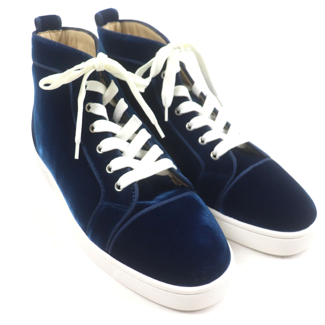 Excellent Christian Louboutin High cut sneakers LOUIS ORLATO FLAT blue velvet 40