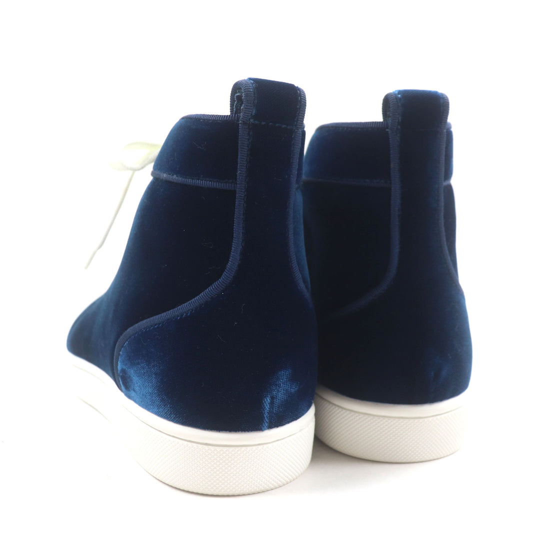 Excellent Christian Louboutin High cut sneakers LOUIS ORLATO FLAT blue velvet 40