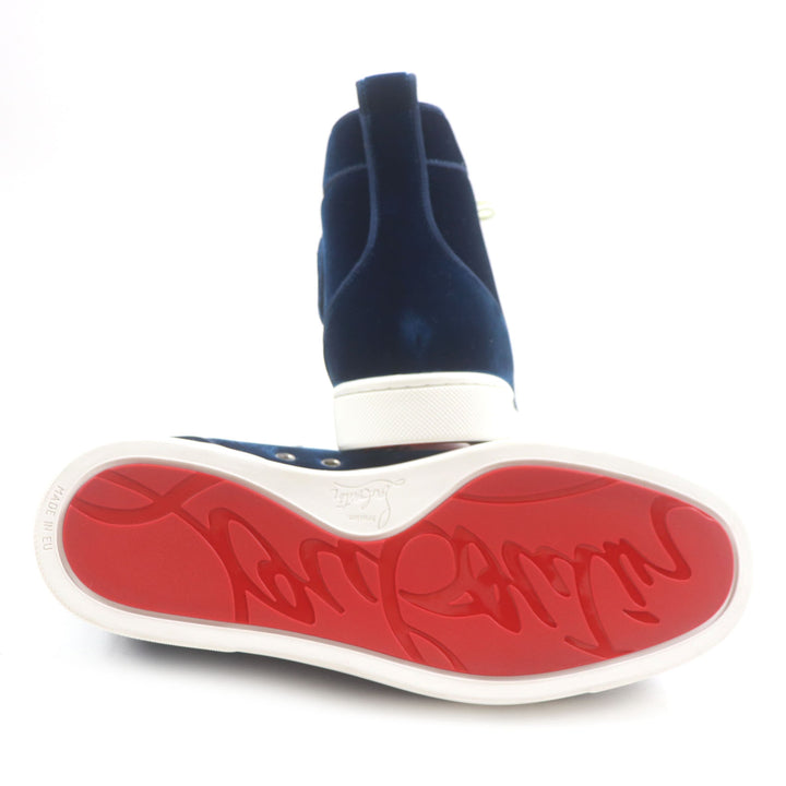 Excellent Christian Louboutin High cut sneakers LOUIS ORLATO FLAT blue velvet 40