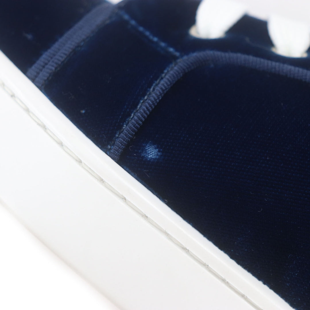 Excellent Christian Louboutin High cut sneakers LOUIS ORLATO FLAT blue velvet 40