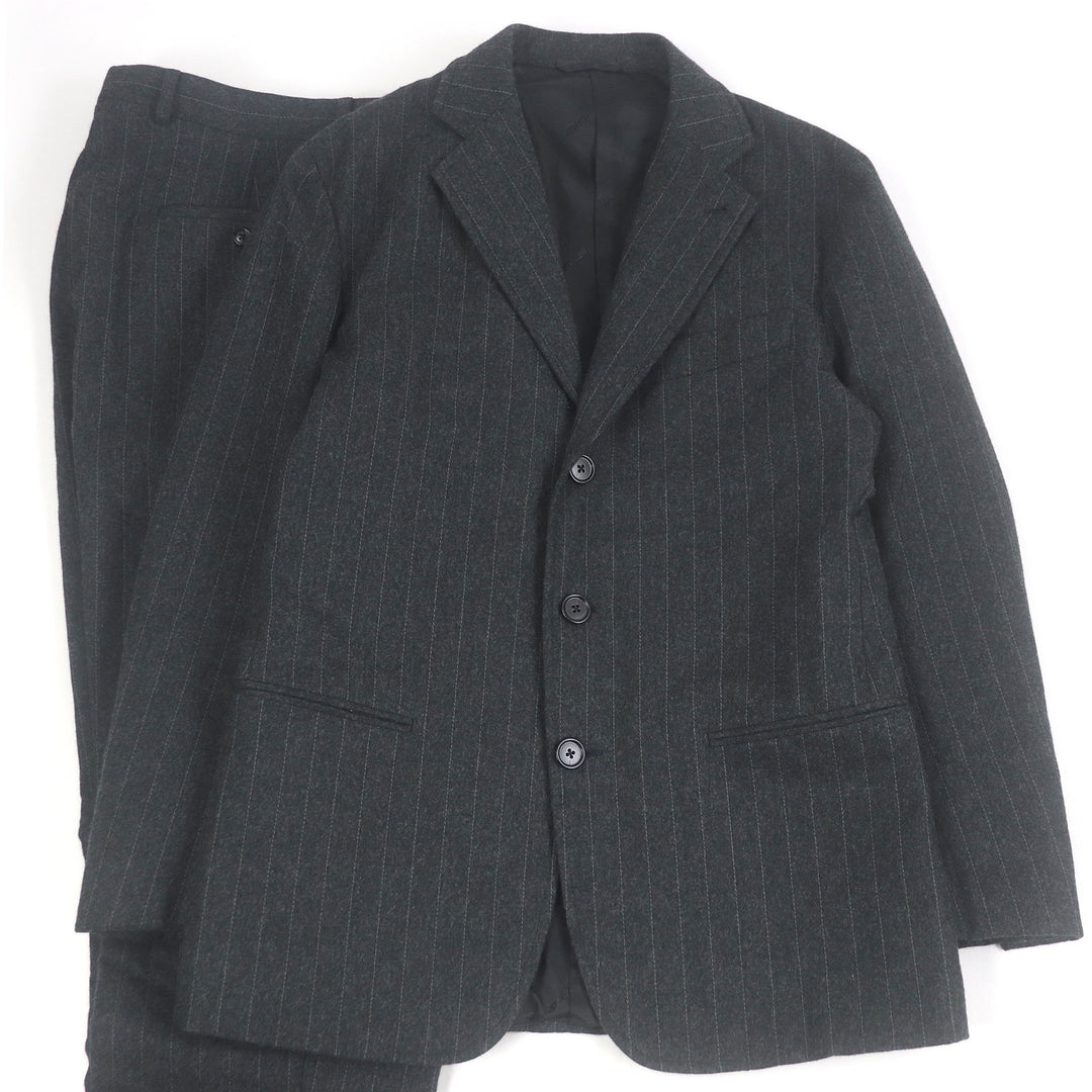 Excellent HERMES single-breasted suit Stripe Pattern Padded gray wool mens 48