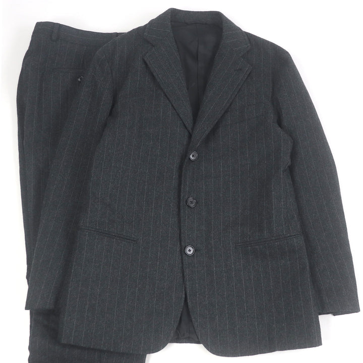 Excellent HERMES single-breasted suit Stripe Pattern Padded gray wool mens 48