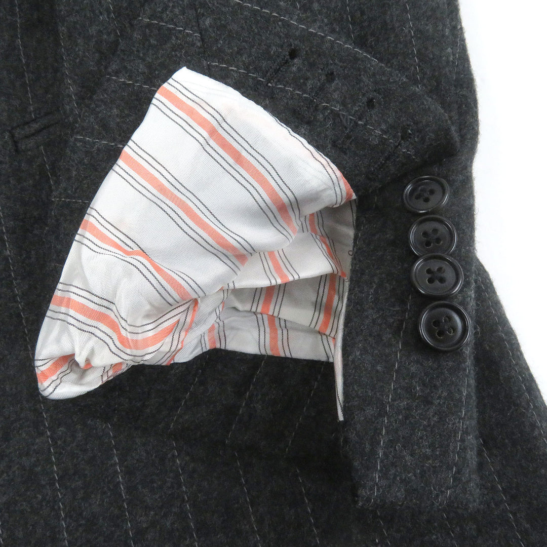 Excellent HERMES single-breasted suit Stripe Pattern Padded gray wool mens 48