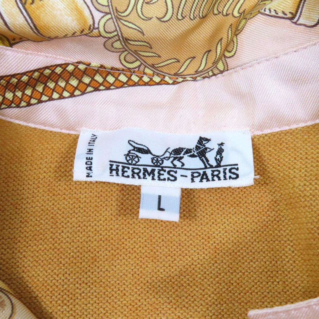 Great HERMES Short sleeve polo shirt Twill Laine Silk Switch Knit Brown silk