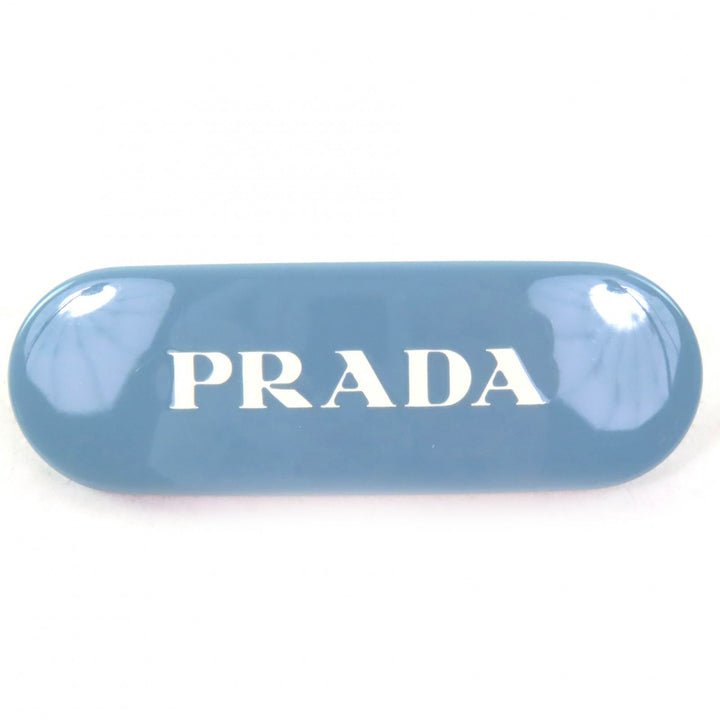 Great PRADA hair accessory Logo Barrette Hair Clip Hairpin CELESTE Women 1IF108