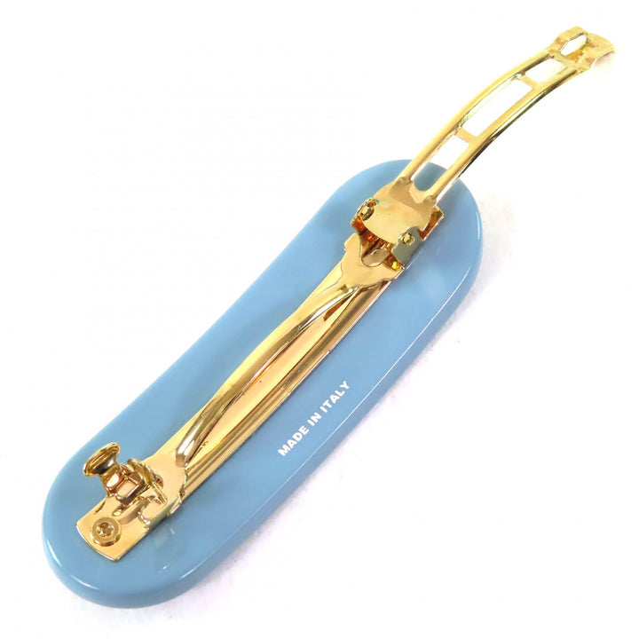Great PRADA hair accessory Logo Barrette Hair Clip Hairpin CELESTE Women 1IF108
