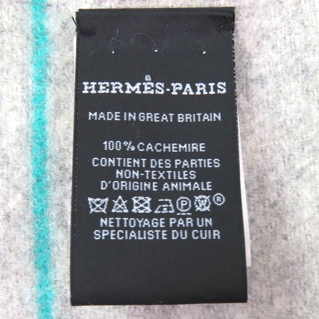 Excellent HERMES Scarf Neo Rocabar Logo leather patch fringe scarf stole