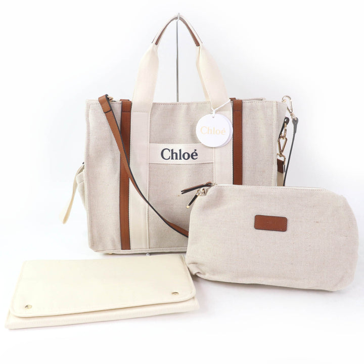 Pristine Chloe Tote Bag Baby Carrying Bag Mother's Bag beige Jute Women C90406