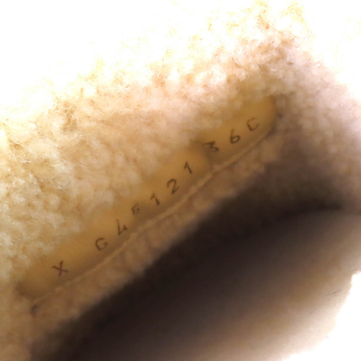 Pristine CHANEL Mule COCO Mark Matelasse Boa Slippers Room Shoes beige Women 36