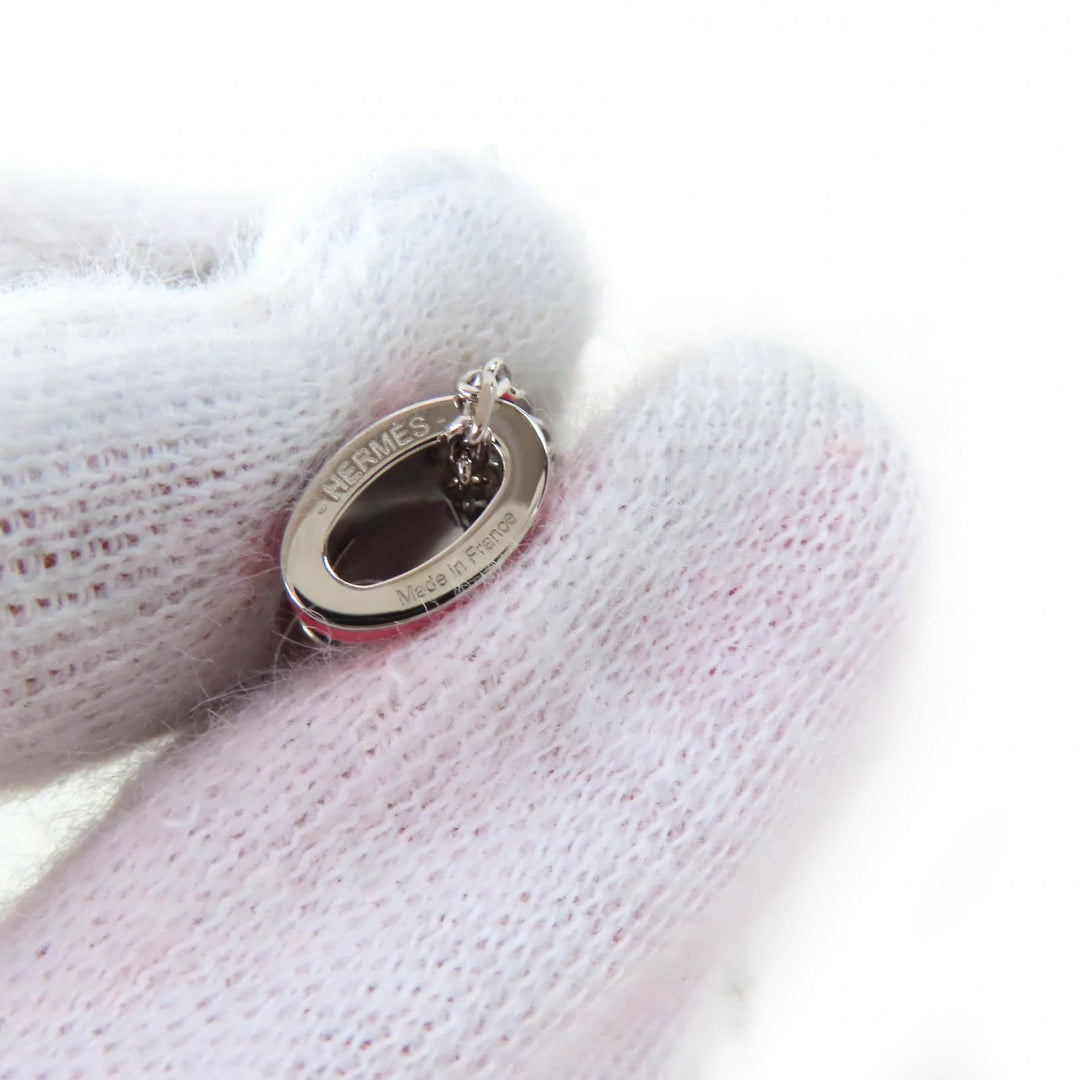Excellent HERMES Necklace Mini Pop H pendant Pendant Pink Silver Women