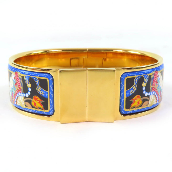 Great HERMES bracelet Location Enamel GM Fan pattern cloisonne bangle Women