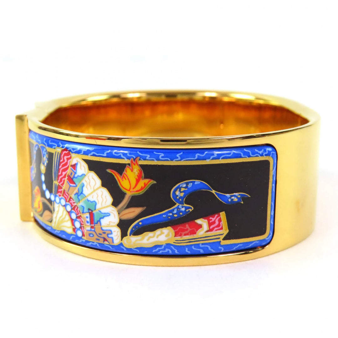 Great HERMES bracelet Location Enamel GM Fan pattern cloisonne bangle Women