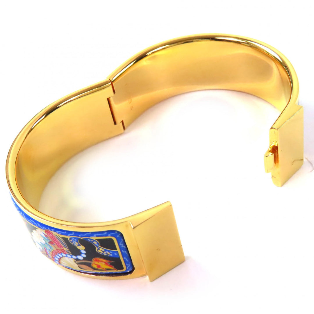 Great HERMES bracelet Location Enamel GM Fan pattern cloisonne bangle Women