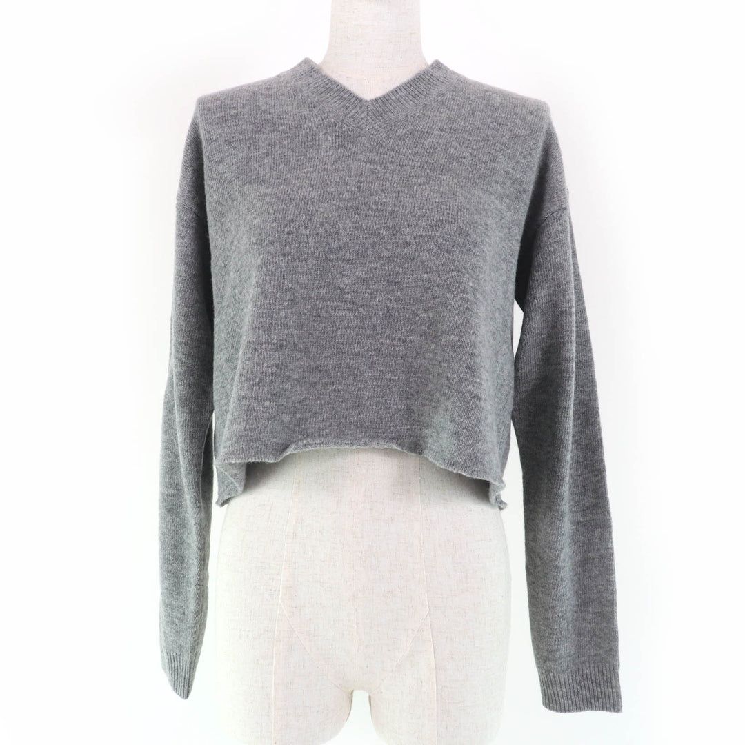 Excellent MIUMIU knit Back logo Cropped length V-neck Long sleeves Women 38