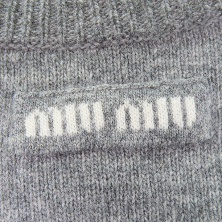 Excellent MIUMIU knit Back logo Cropped length V-neck Long sleeves Women 38
